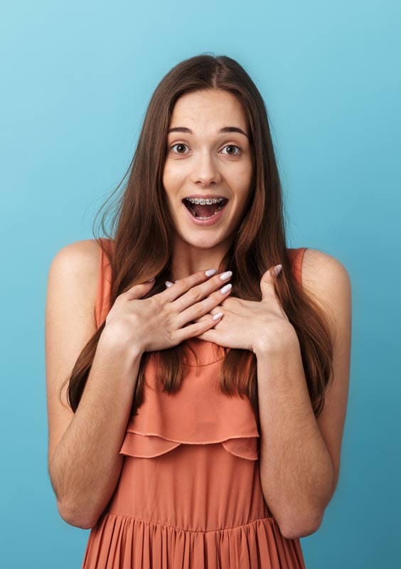 Lady showing off her orthodontic braces