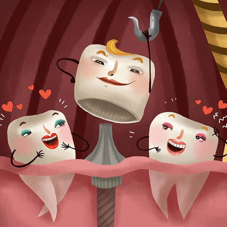 single dental crown cartoon