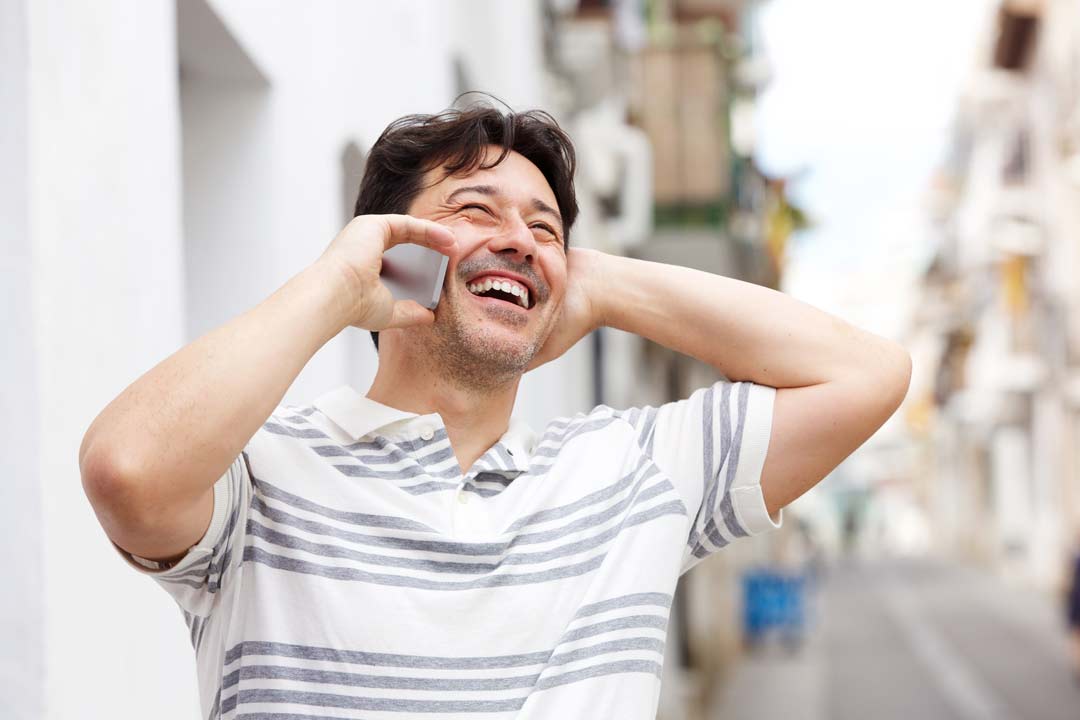 happy man with dental bridge