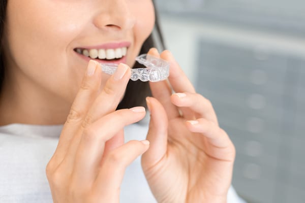 Wearing Invisalign clear aligners
