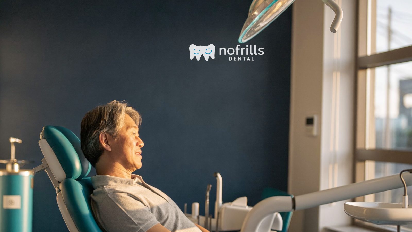 Senior CHAS cardholder relaxing in the dental chair at a NoFrills Dental clinic in Singapore