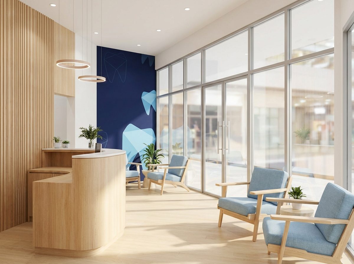 Artist's impression of the reception at NoFrills Dental Beauty World